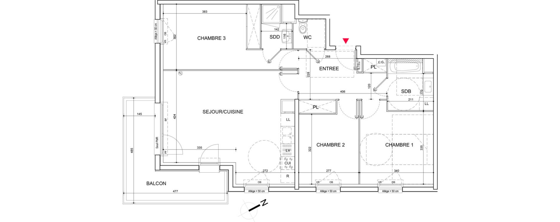 Appartement T4 de 83,75 m2 &agrave; Arras Saint-michel