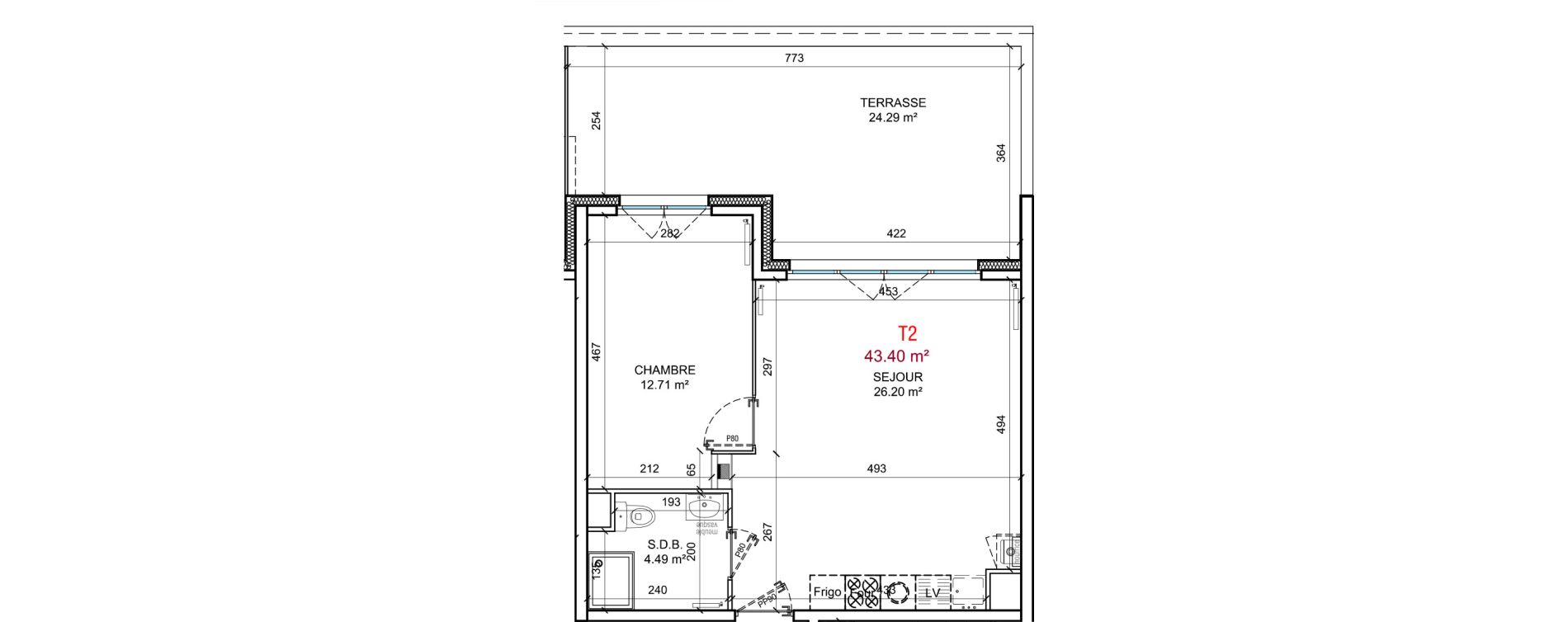 Appartement T2 de 43,40 m2 &agrave; Berck Centre