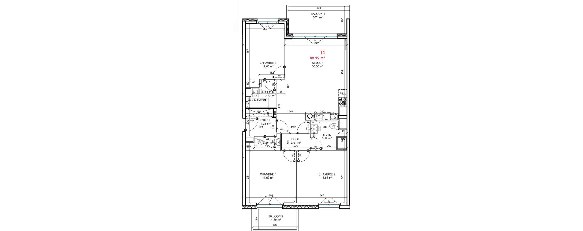 Appartement T4 de 88,19 m2 &agrave; Berck Centre