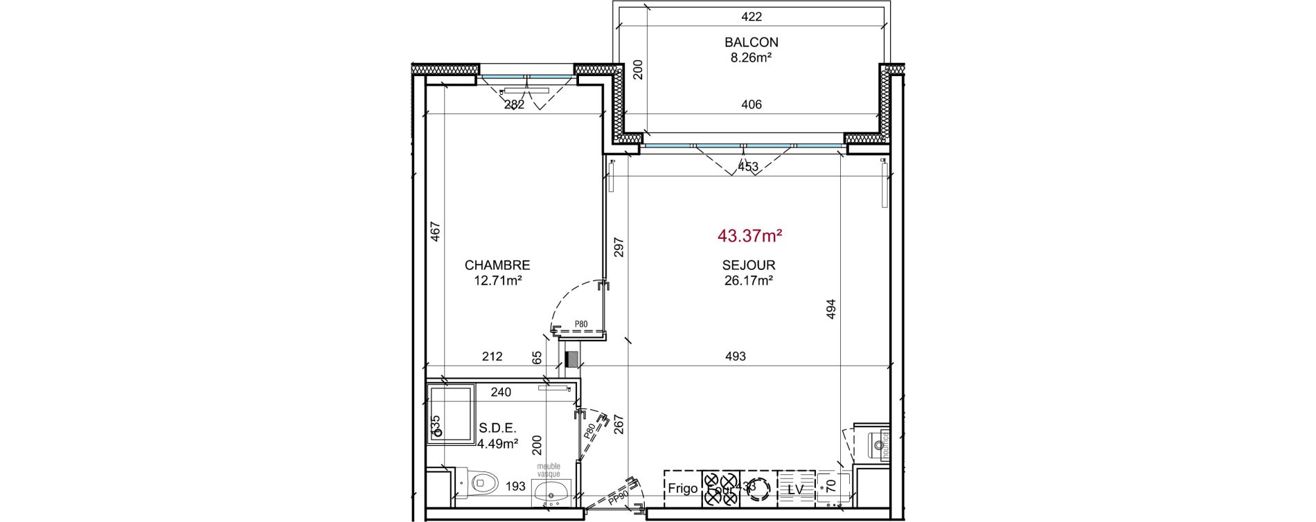 Appartement T2 de 43,37 m2 &agrave; Berck Centre