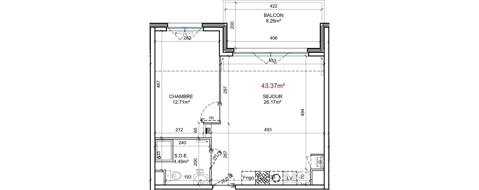 Appartement T2 de 43,37 m2 &agrave; Berck Centre