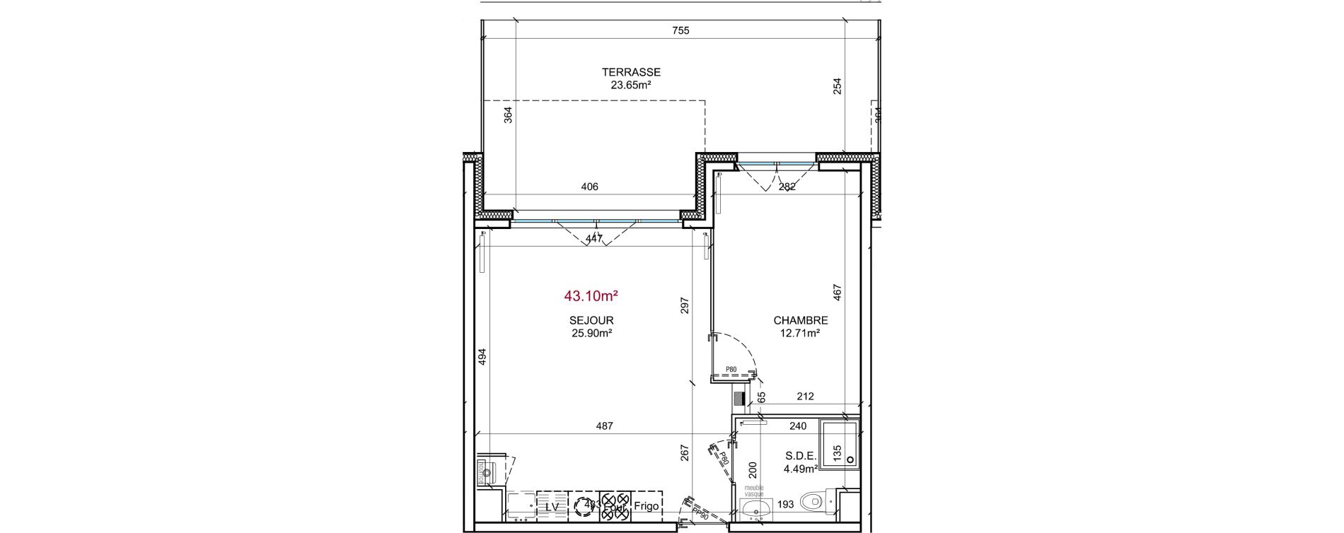 Appartement T2 de 43,10 m2 &agrave; Berck Centre