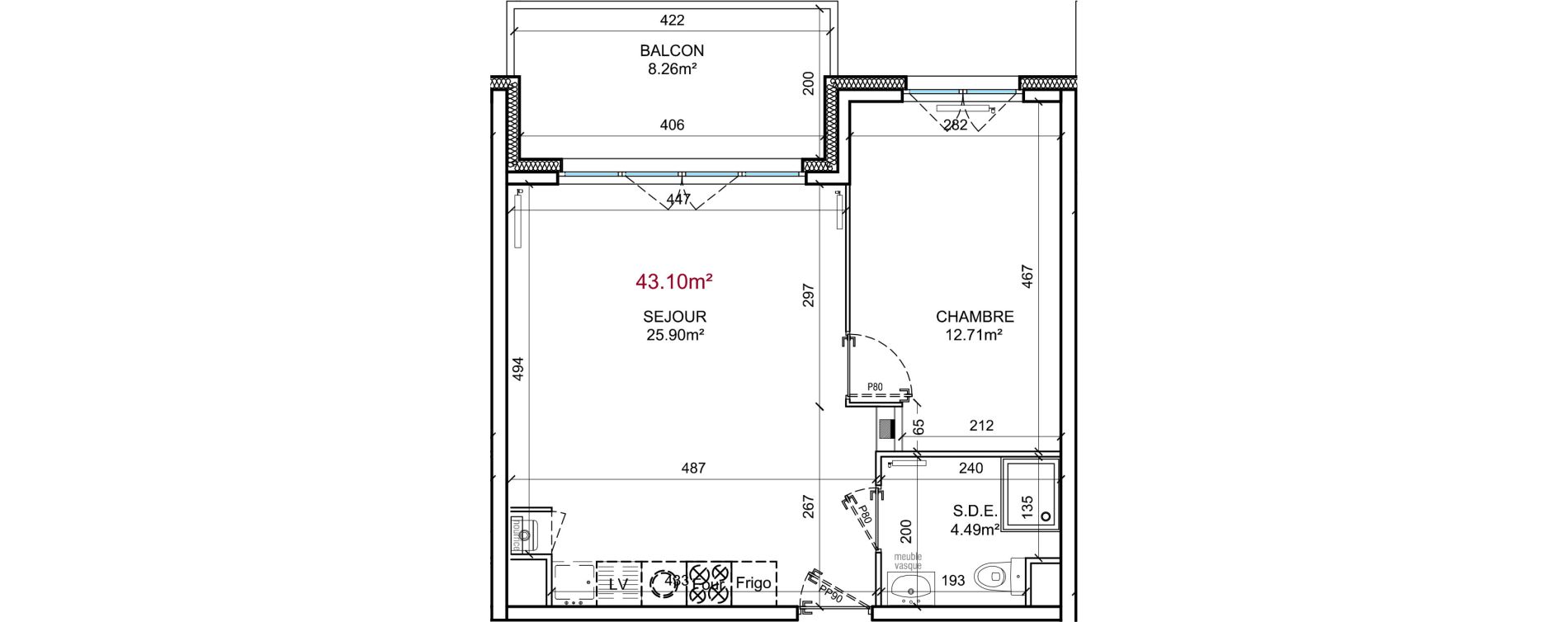 Appartement T2 de 43,10 m2 &agrave; Berck Centre