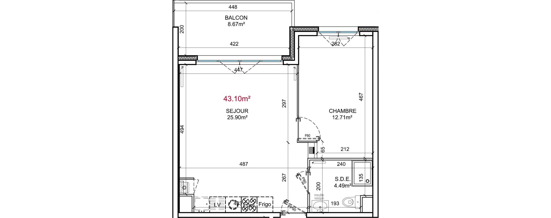 Appartement T2 de 43,10 m2 &agrave; Berck Centre