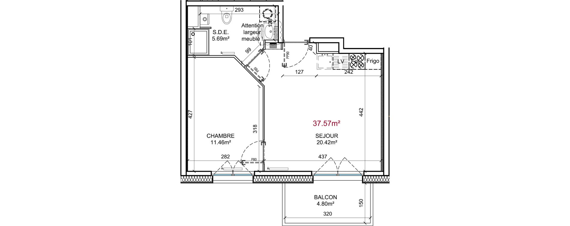 Appartement T2 de 37,57 m2 &agrave; Berck Centre