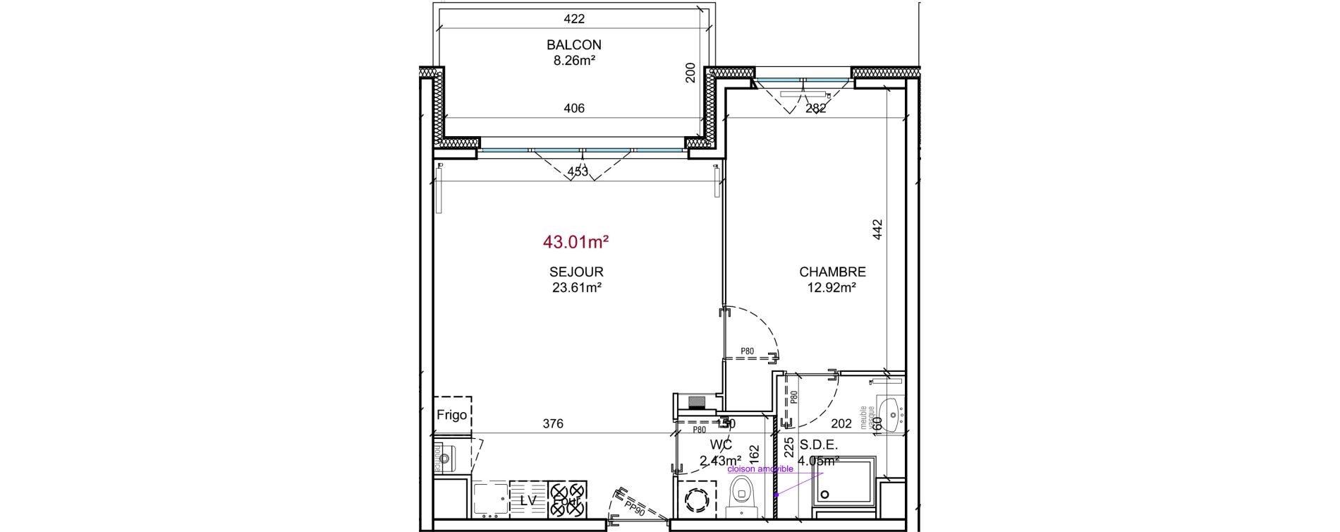 Appartement T2 de 43,01 m2 &agrave; Berck Centre