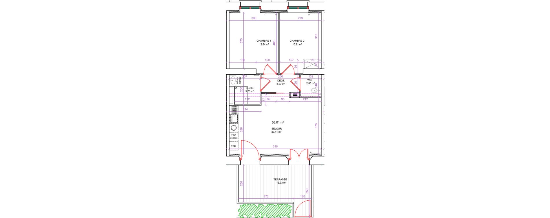 Appartement T3 de 56,01 m2 &agrave; Berck Centre