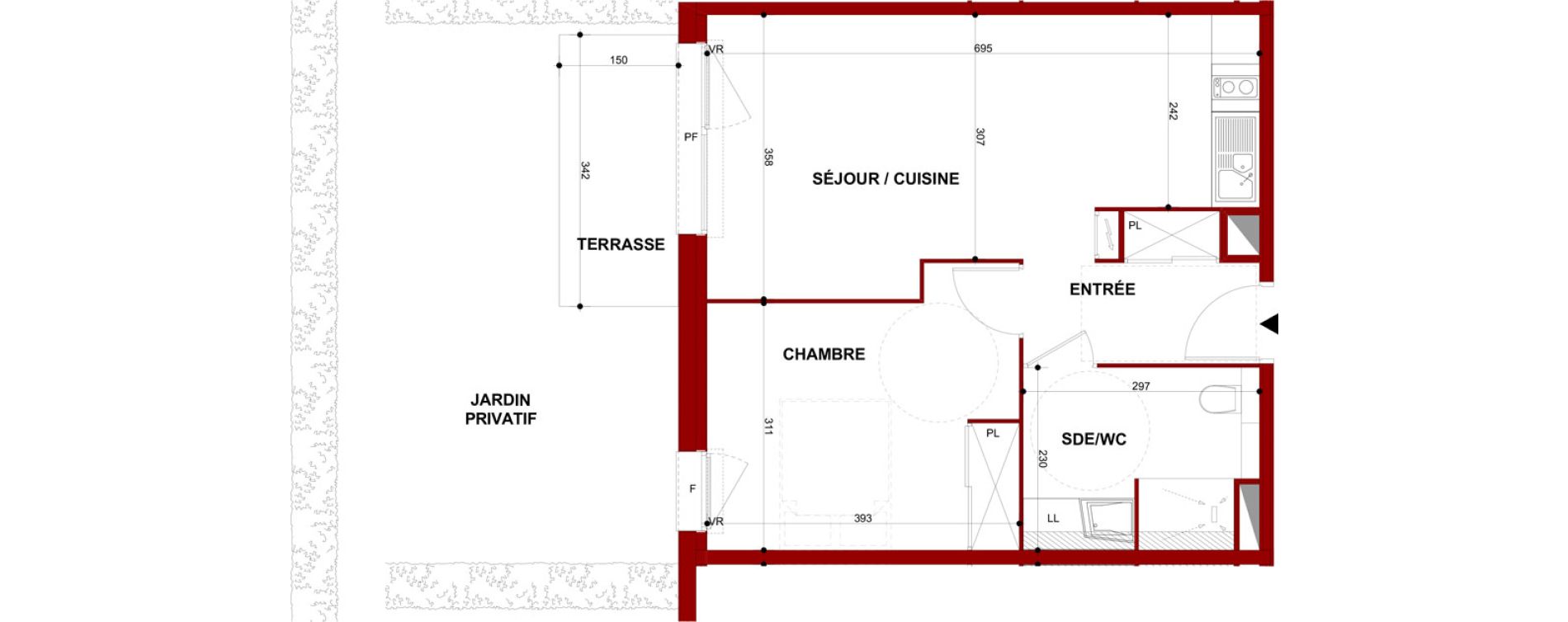 Appartement T2 meubl&eacute; de 45,31 m2 &agrave; Berck Mairie - la vigogne