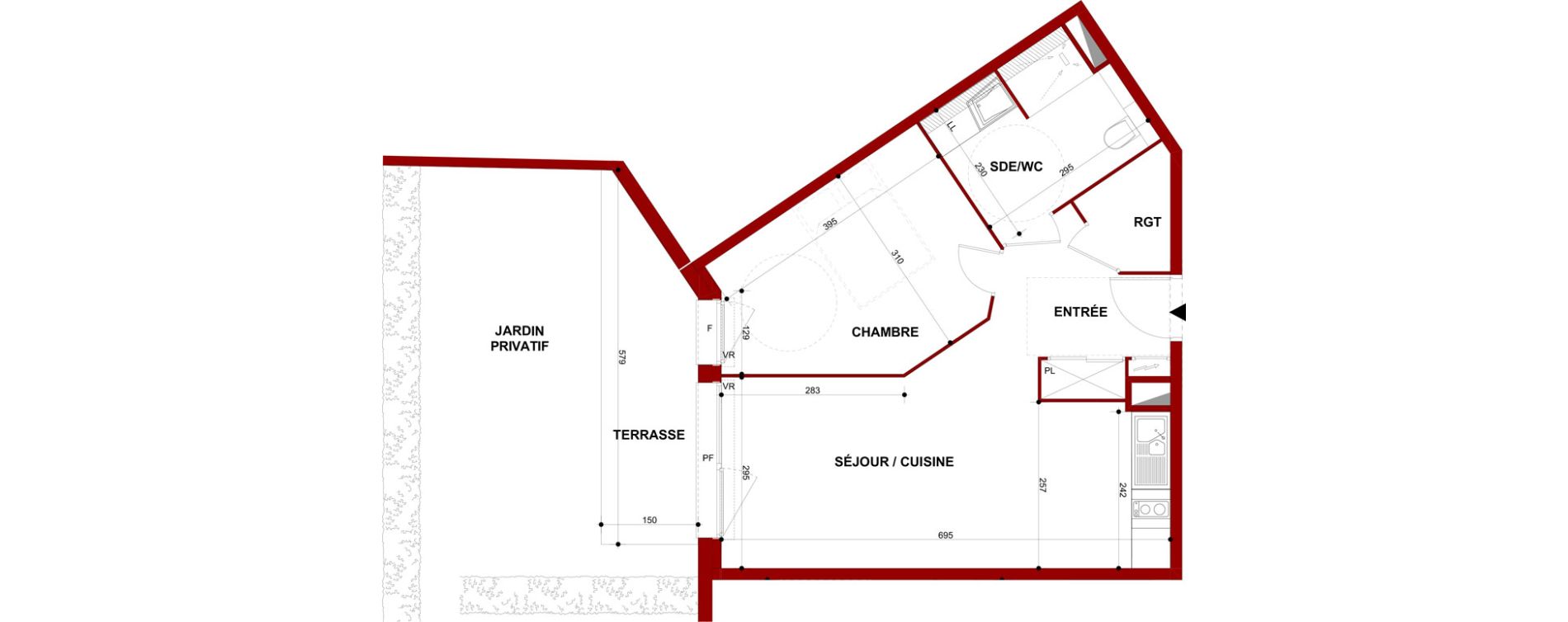 Appartement T2 meubl&eacute; de 46,13 m2 &agrave; Berck Mairie - la vigogne