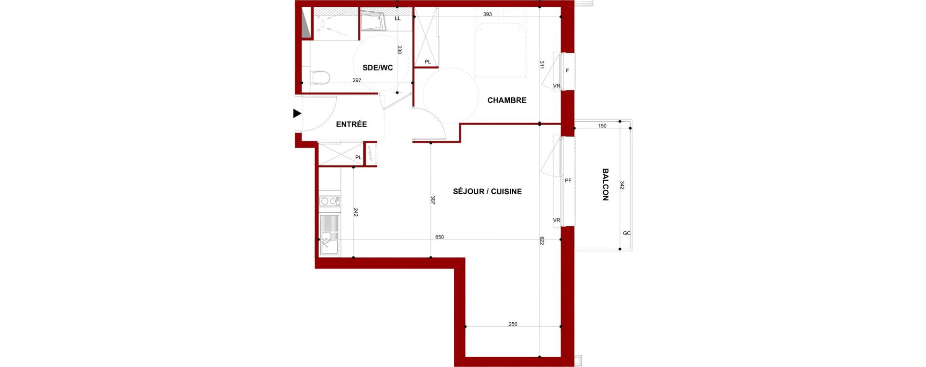 Appartement T2 meubl&eacute; de 50,96 m2 &agrave; Berck Mairie - la vigogne
