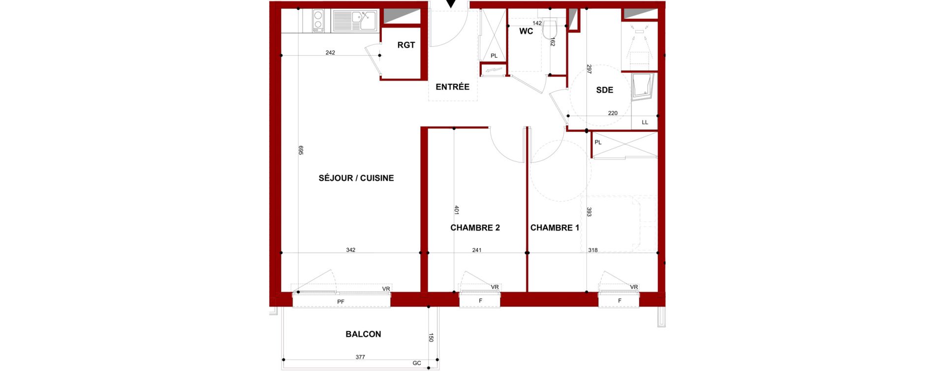 Appartement T3 meubl&eacute; de 60,85 m2 &agrave; Berck Mairie - la vigogne
