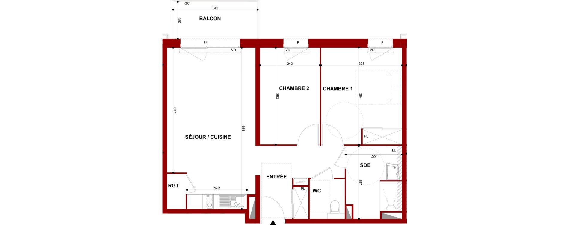 Appartement T3 meubl&eacute; de 61,59 m2 &agrave; Berck Mairie - la vigogne