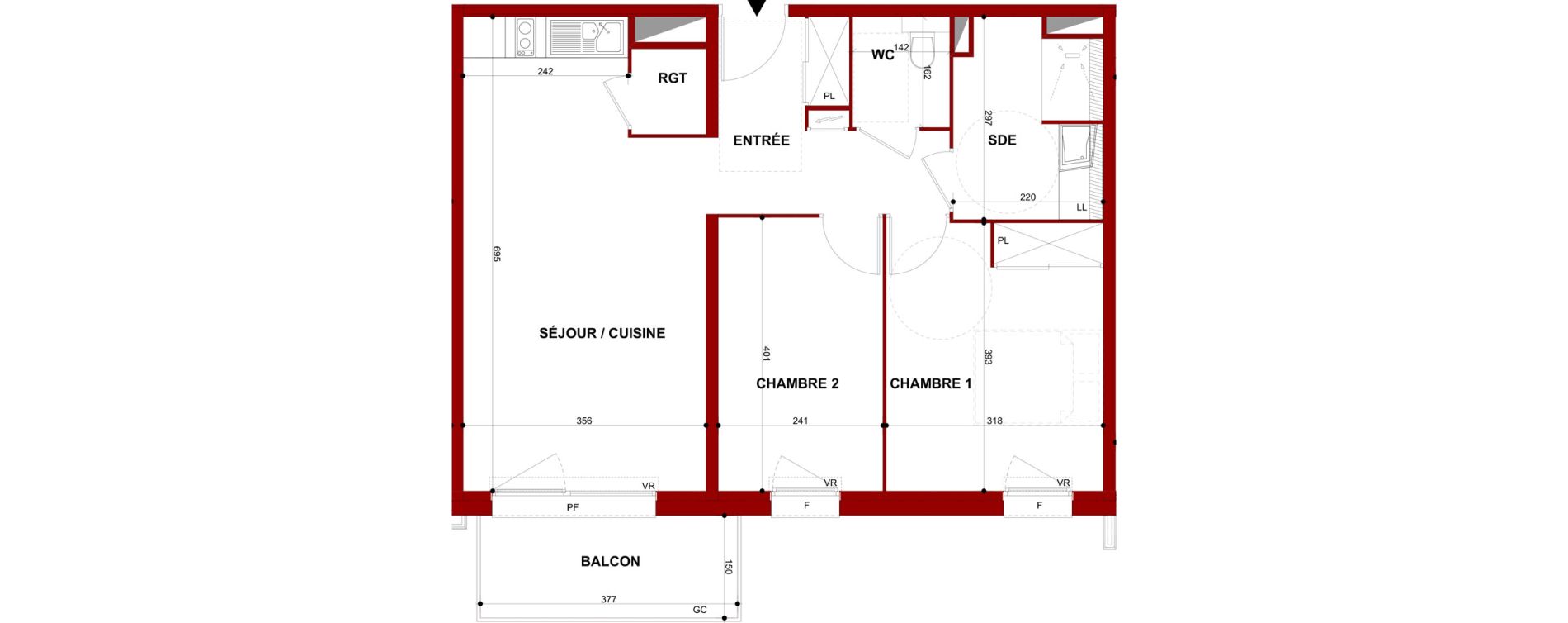 Appartement T3 meubl&eacute; de 61,77 m2 &agrave; Berck Mairie - la vigogne