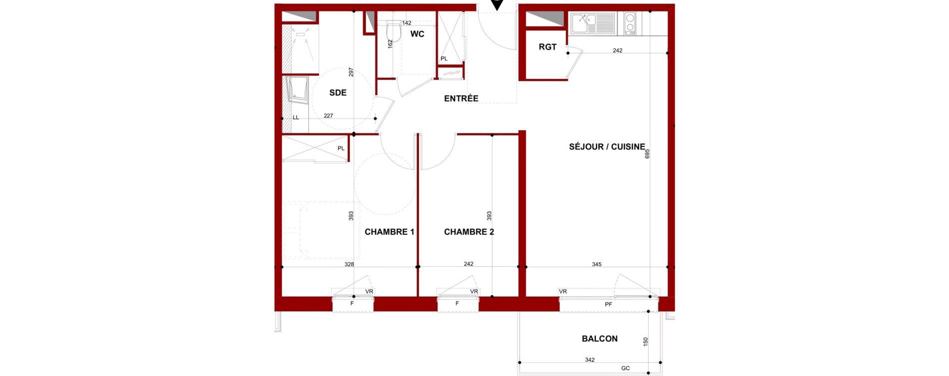Appartement T3 meubl&eacute; de 61,85 m2 &agrave; Berck Mairie - la vigogne
