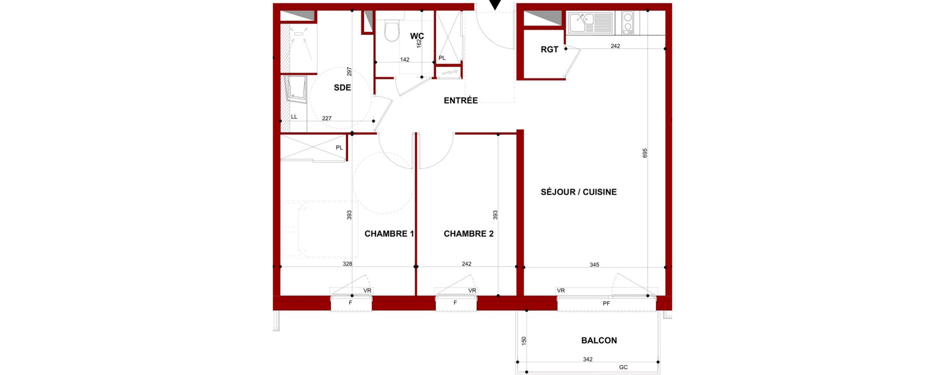 Appartement T3 meubl&eacute; de 61,85 m2 &agrave; Berck Mairie - la vigogne