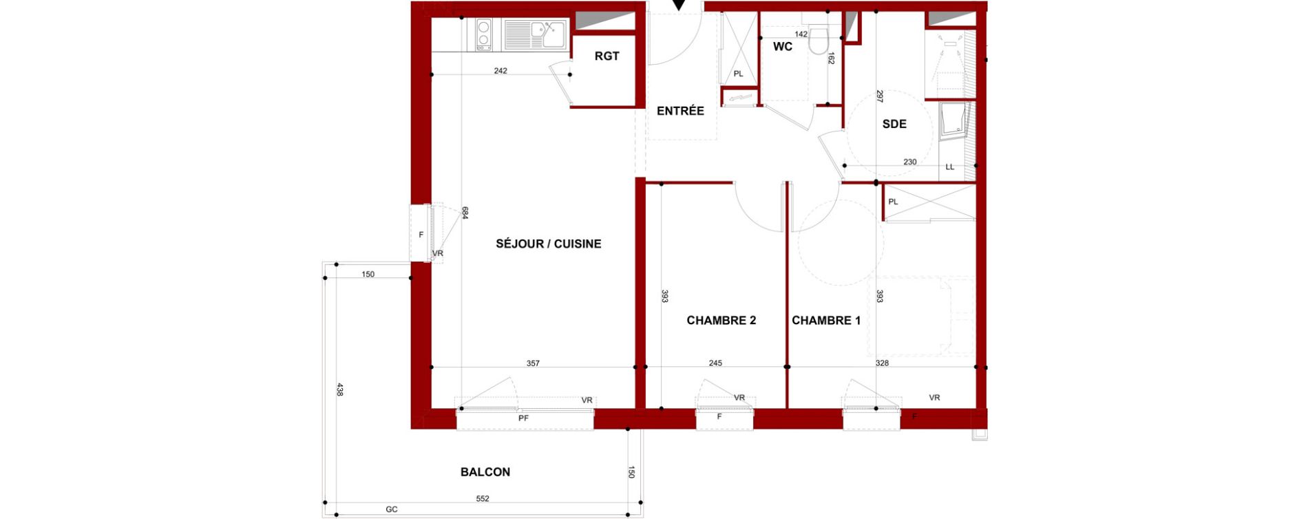 Appartement T3 meubl&eacute; de 62,59 m2 &agrave; Berck Mairie - la vigogne