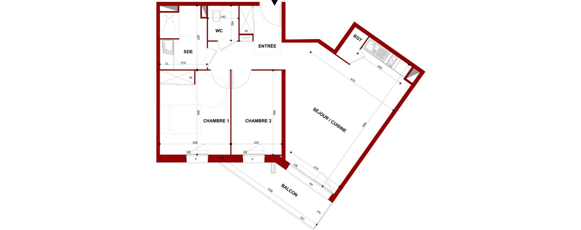 Appartement T3 meubl&eacute; de 67,31 m2 &agrave; Berck Mairie - la vigogne