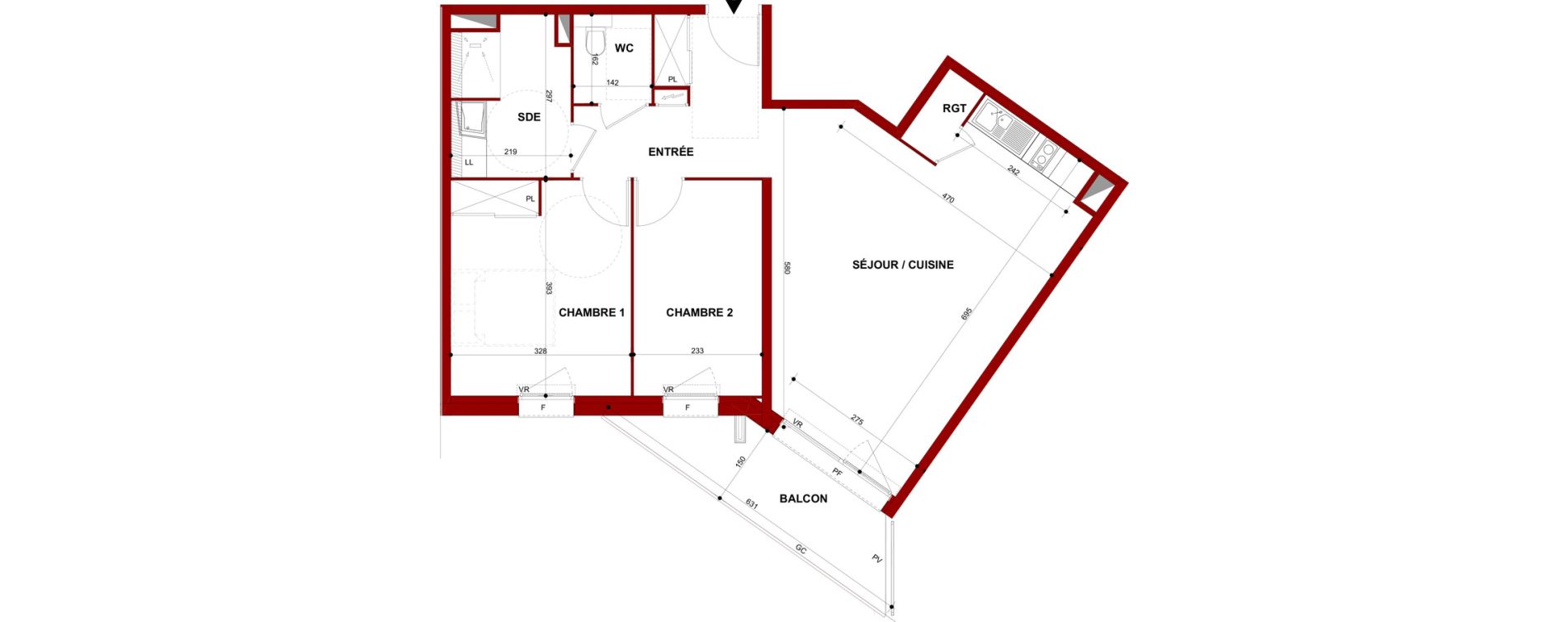 Appartement T3 meubl&eacute; de 67,31 m2 &agrave; Berck Mairie - la vigogne