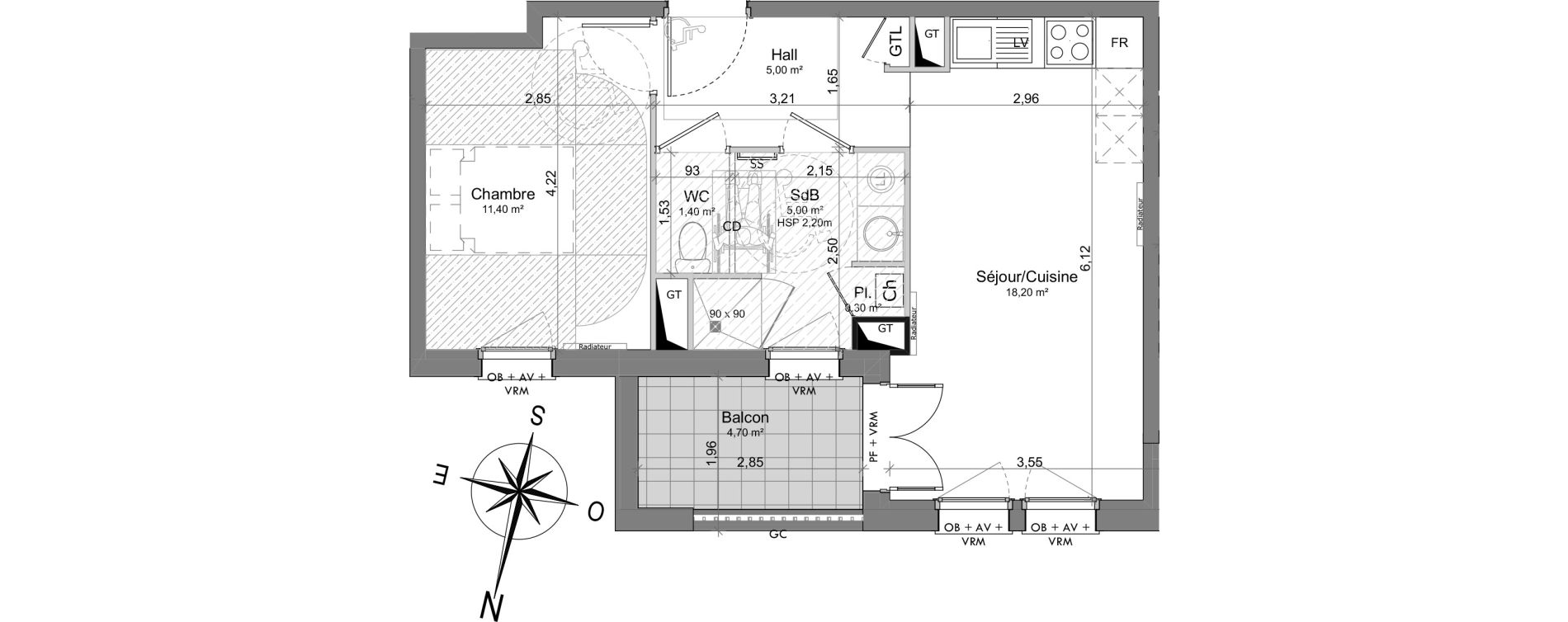 Appartement T2 de 41,30 m2 &agrave; Berck Randon
