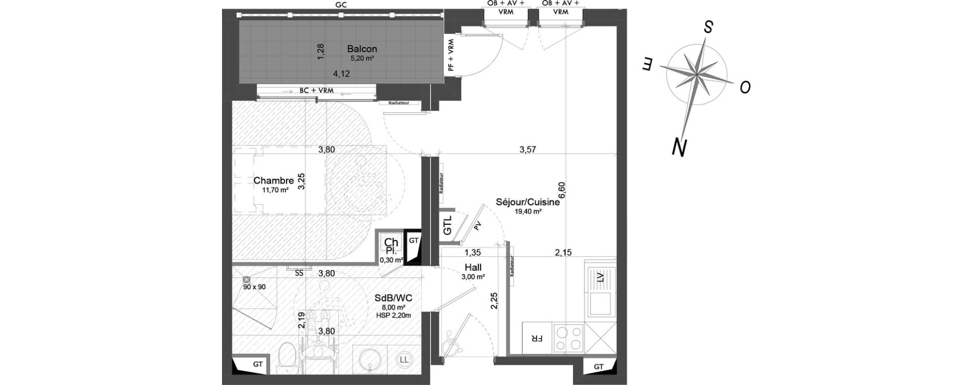 Appartement T2 de 42,40 m2 &agrave; Berck Randon