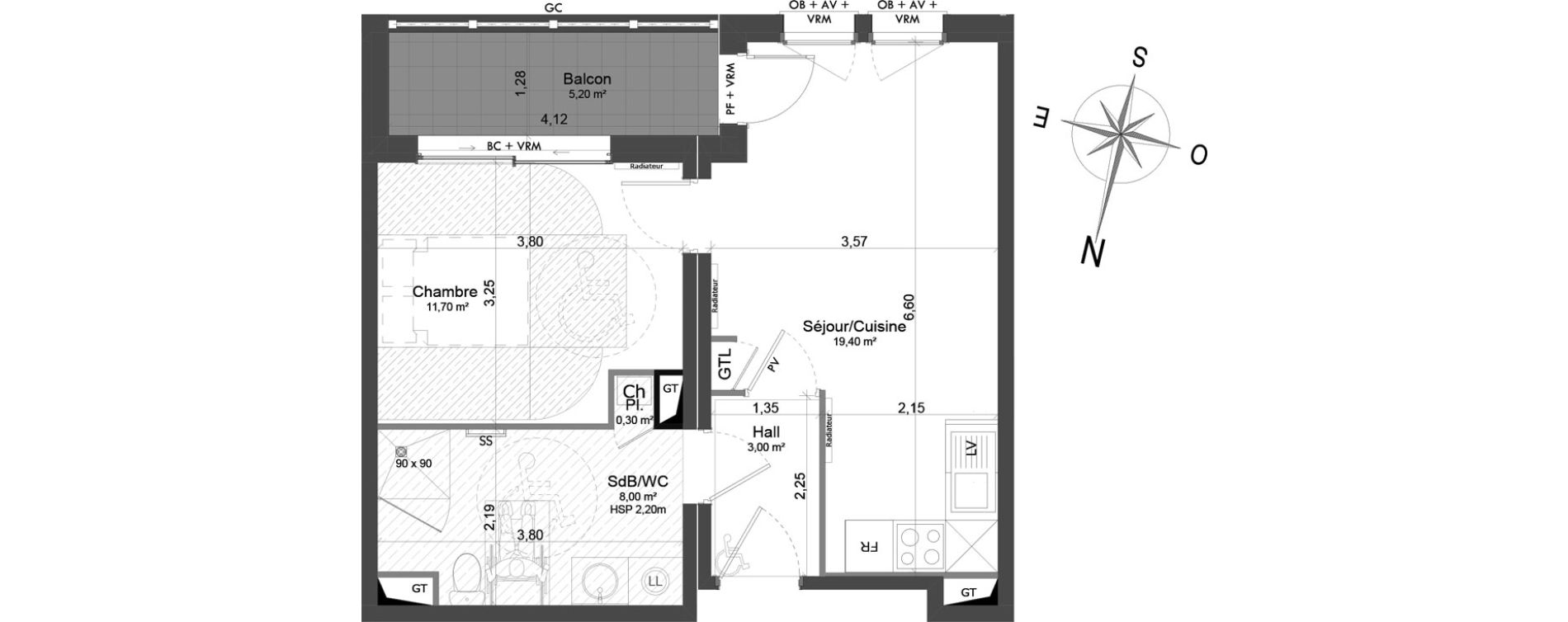 Appartement T2 de 42,40 m2 &agrave; Berck Randon