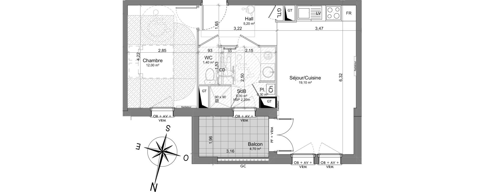 Appartement T2 de 43,00 m2 &agrave; Berck Randon