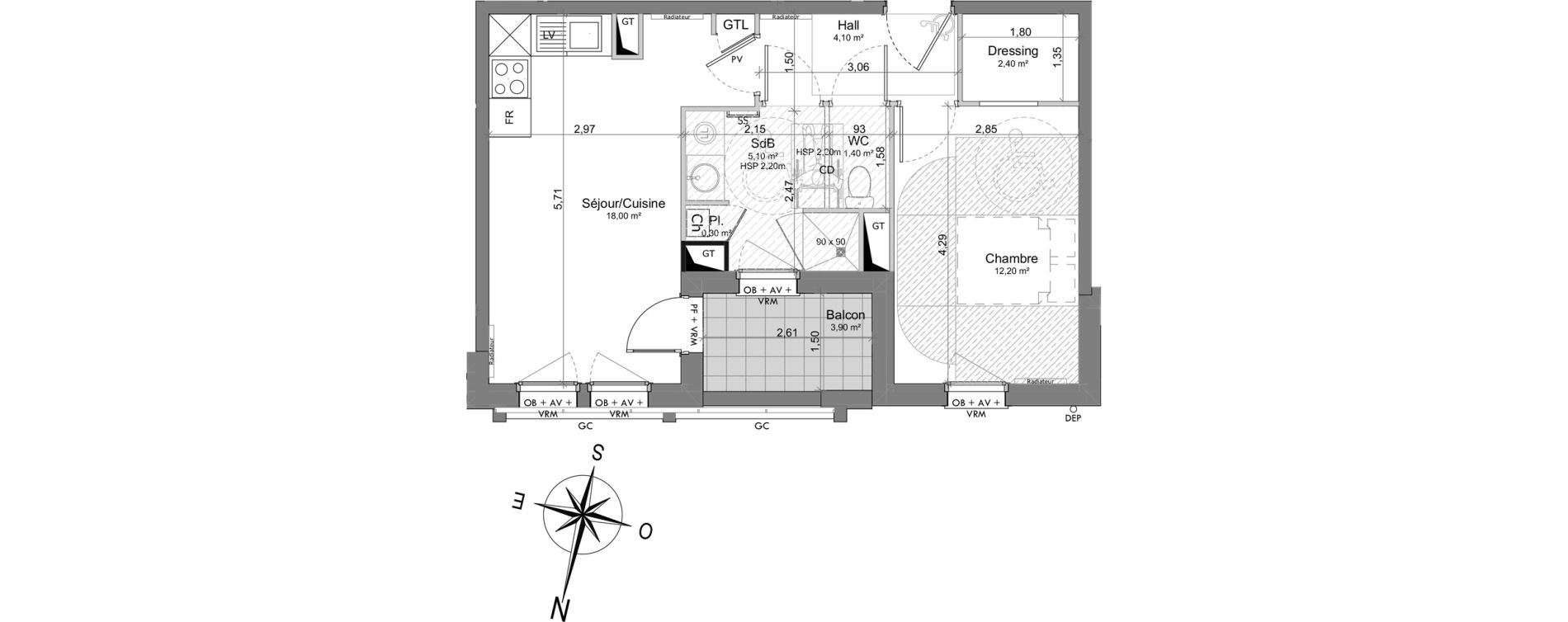 Appartement T2 de 43,40 m2 &agrave; Berck Randon