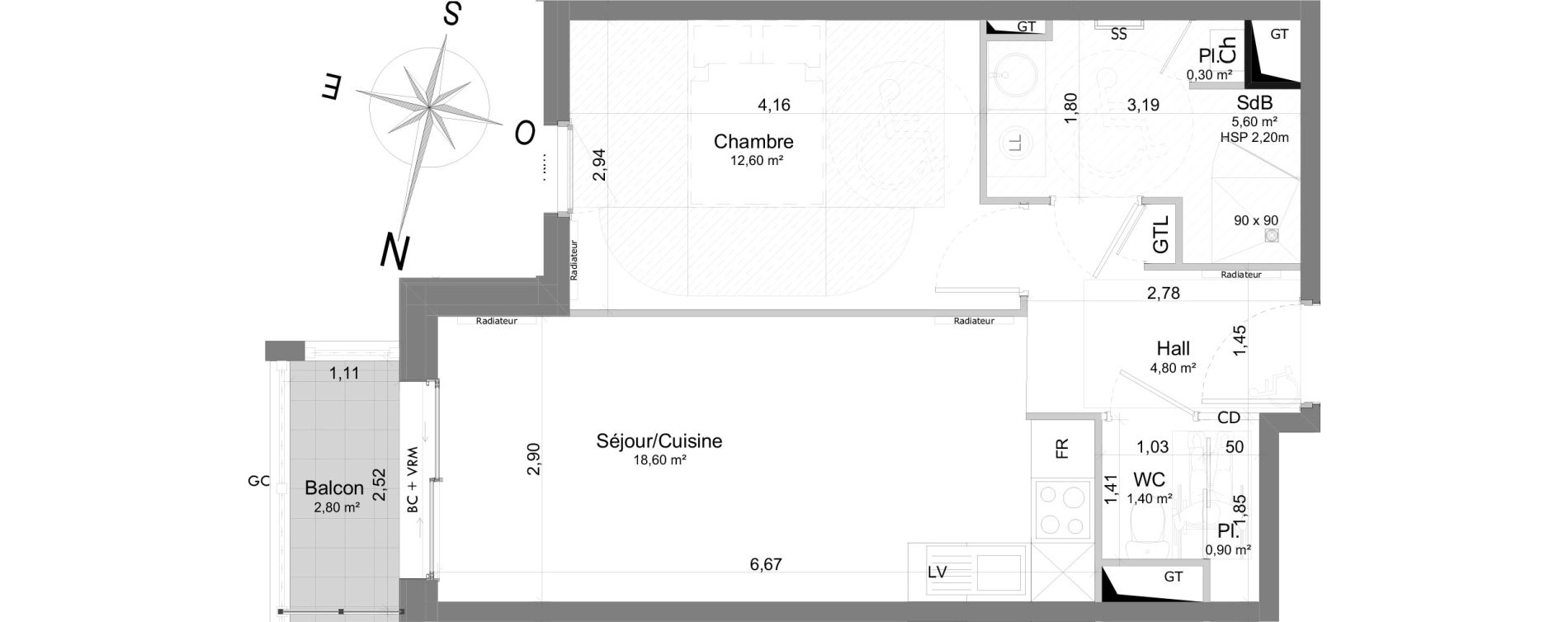Appartement T2 de 44,20 m2 &agrave; Berck Randon