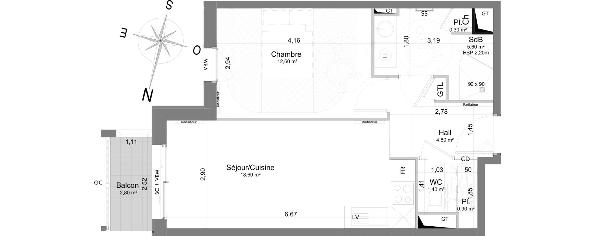 Appartement T2 de 44,20 m2 &agrave; Berck Randon