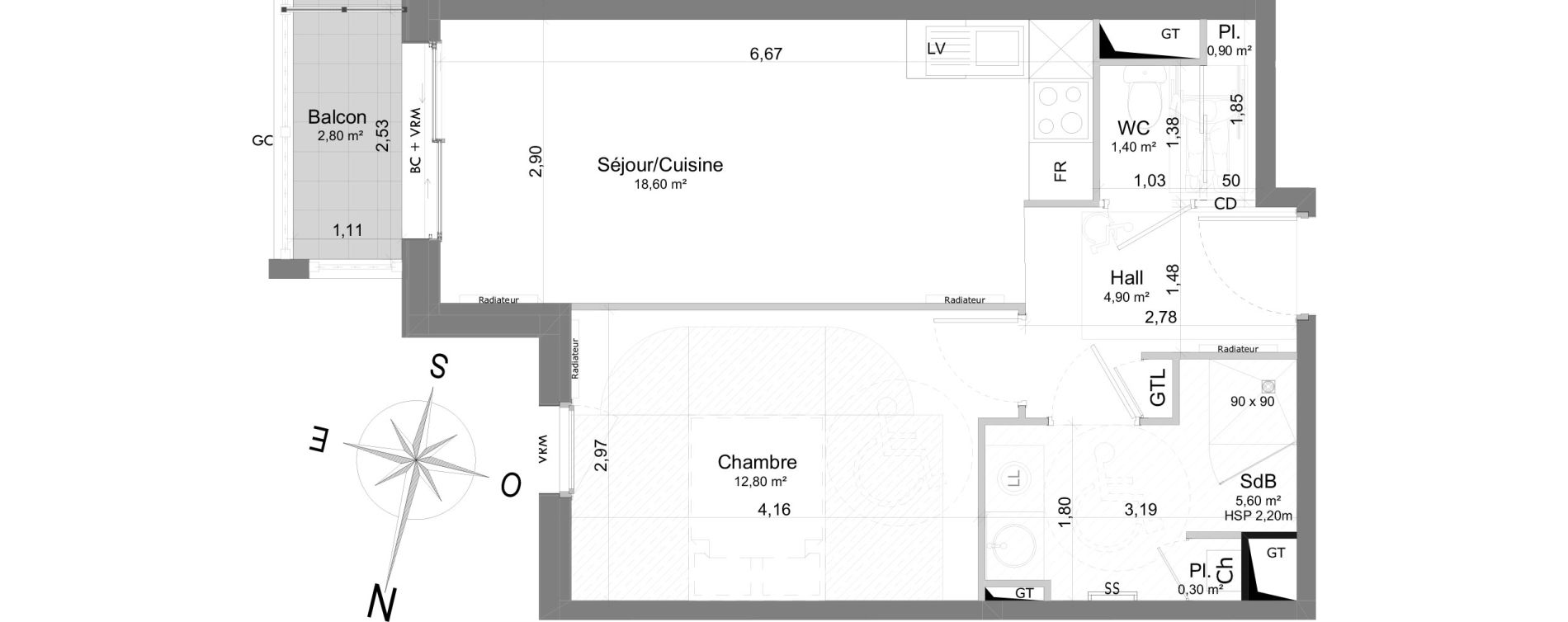 Appartement T2 de 44,50 m2 &agrave; Berck Randon