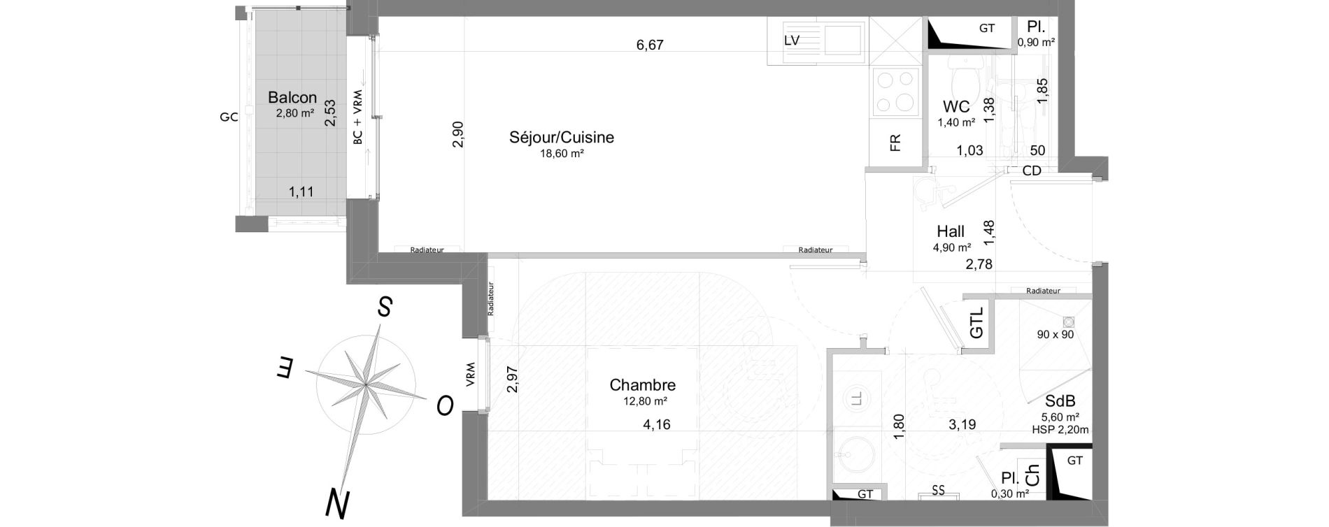 Appartement T2 de 44,50 m2 &agrave; Berck Randon