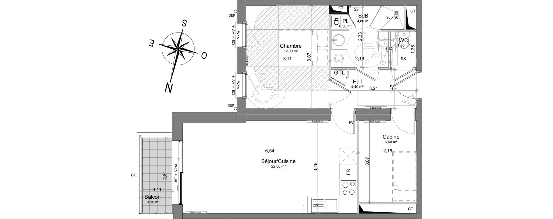 Appartement T2 de 51,90 m2 &agrave; Berck Randon