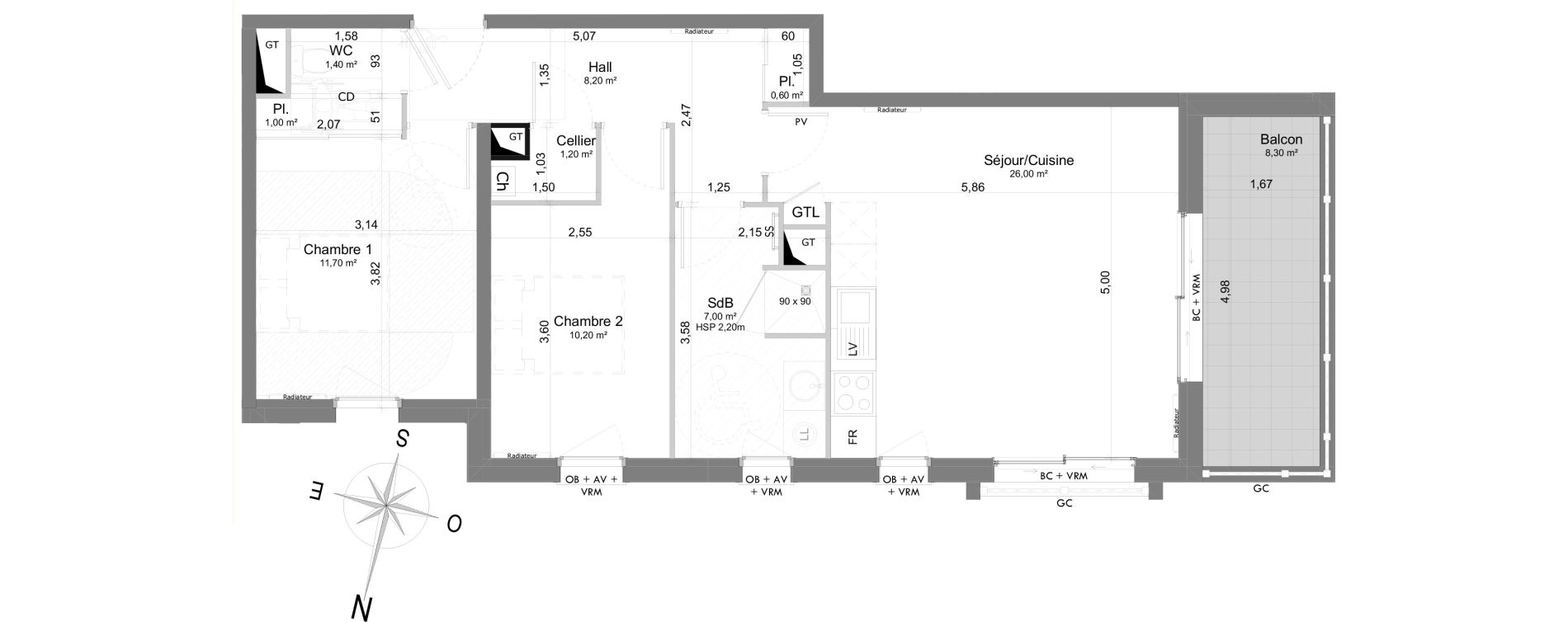Appartement T3 de 67,00 m2 &agrave; Berck Randon