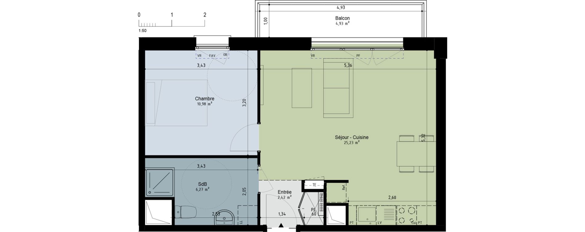 Appartement T2 de 44,89 m2 &agrave; Berck Randon