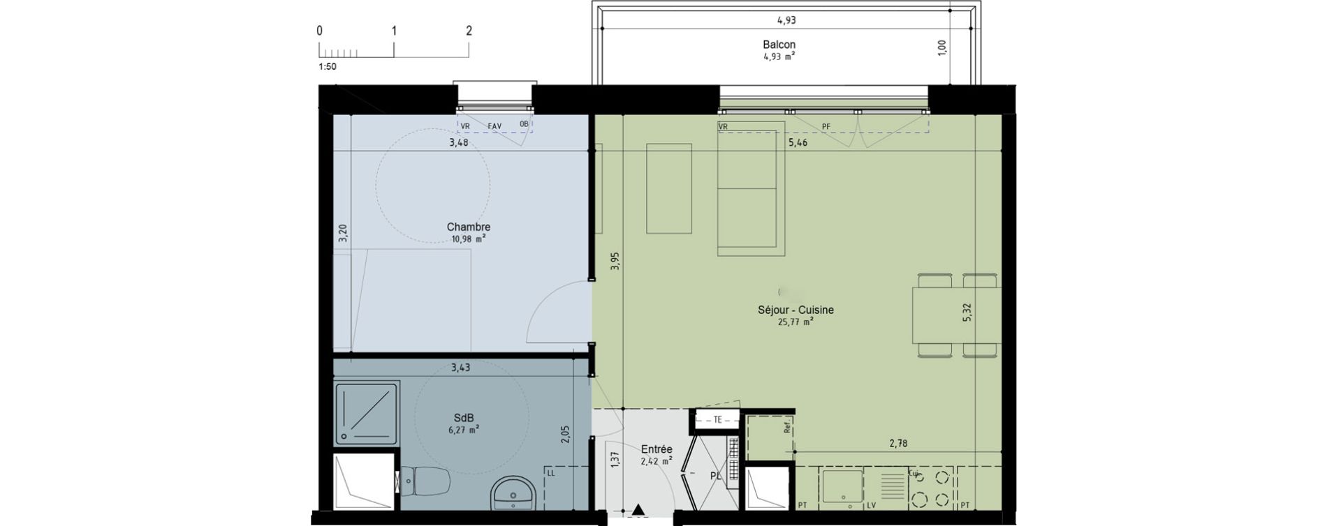 Appartement T2 de 45,44 m2 &agrave; Berck Randon