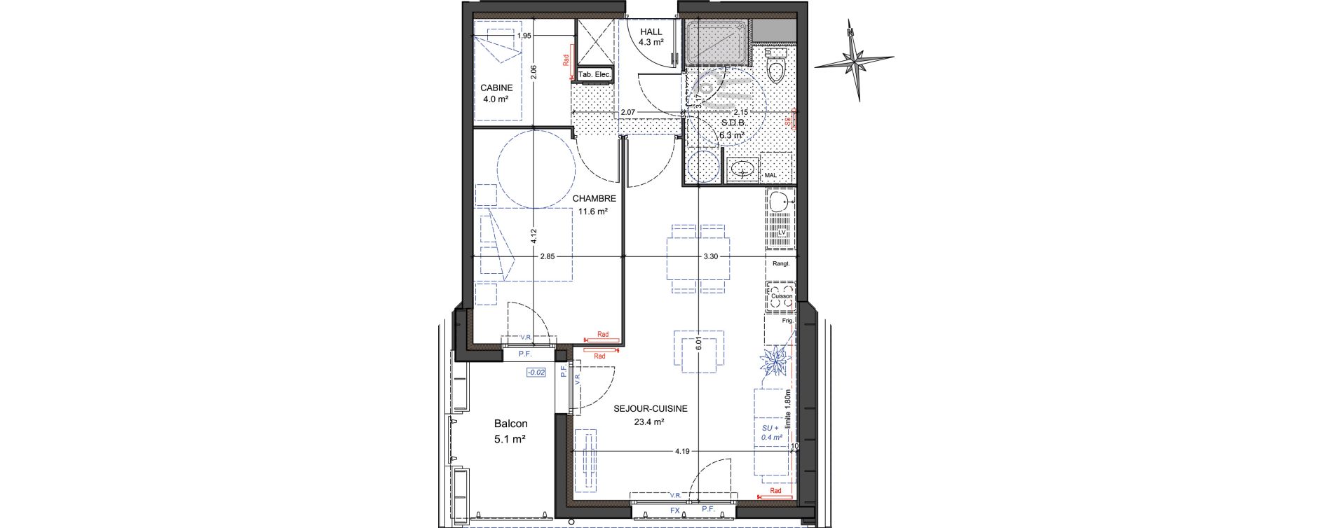 Appartement T2 de 49,60 m2 &agrave; Berck Centre