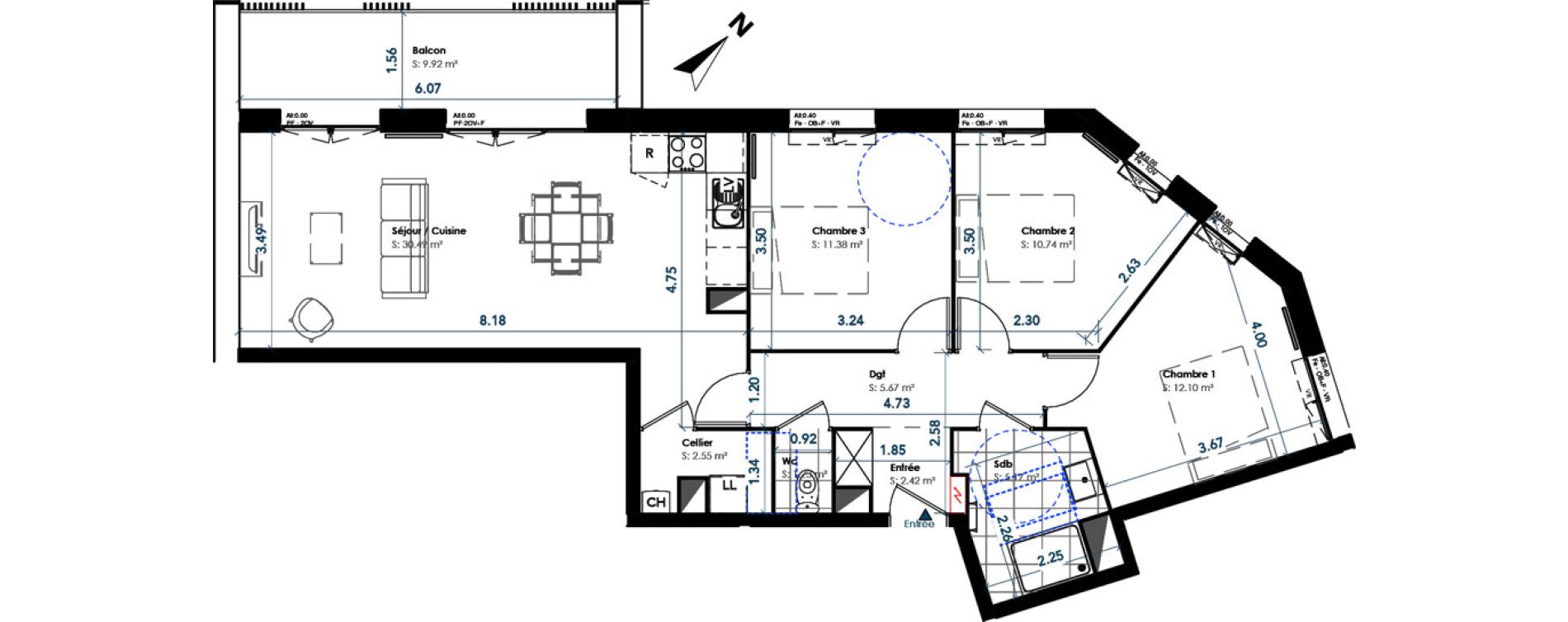 Appartement T4 de 81,76 m2 &agrave; Berck Centre