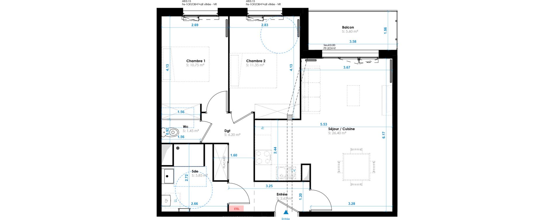 Appartement T3 de 64,65 m2 &agrave; Berck Centre