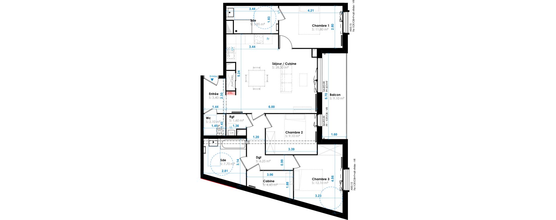 Appartement T4 bis de 92,65 m2 &agrave; Berck Centre