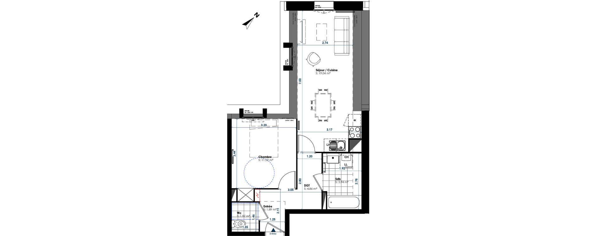 Appartement T2 de 43,23 m2 &agrave; Berck Centre
