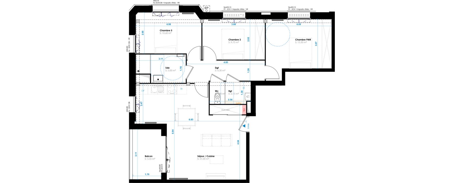 Appartement T4 de 79,40 m2 &agrave; Berck Centre