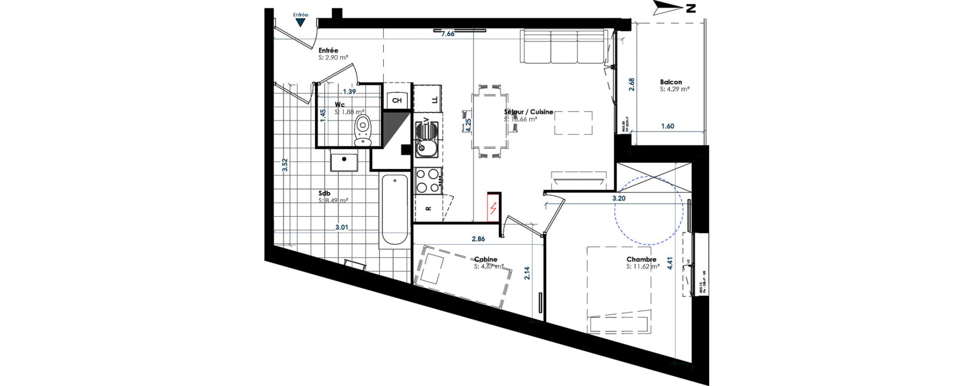 Appartement T2 de 48,23 m2 &agrave; Berck Centre