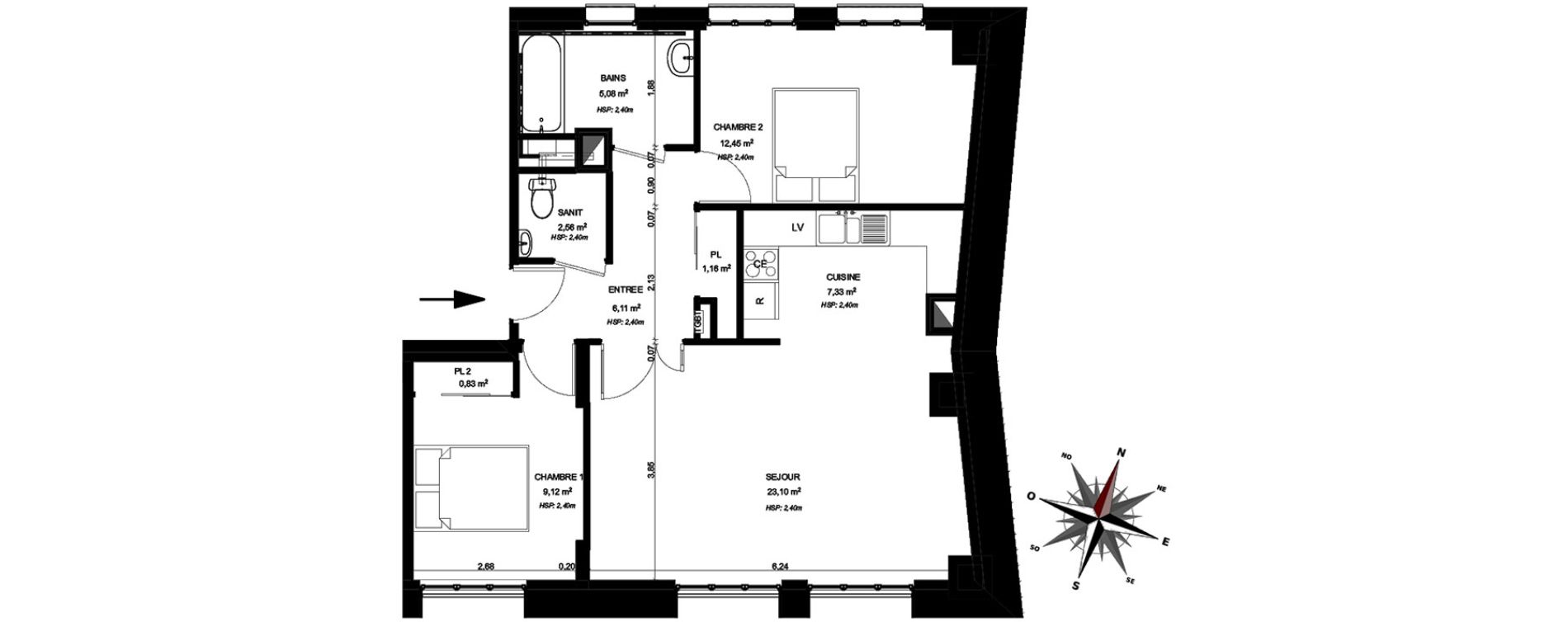 Appartement T3 de 67,74 m2 &agrave; B&eacute;thune Centre
