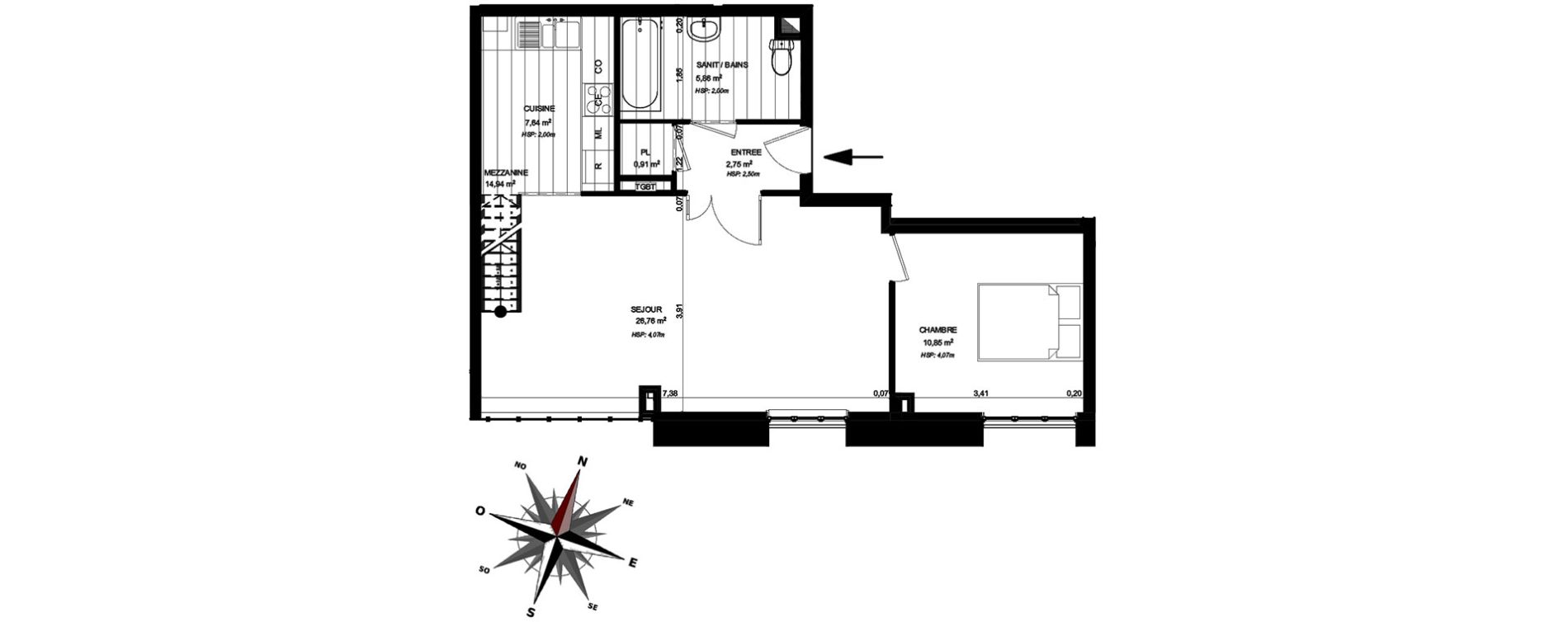 Appartement T2 de 54,16 m2 &agrave; B&eacute;thune Centre