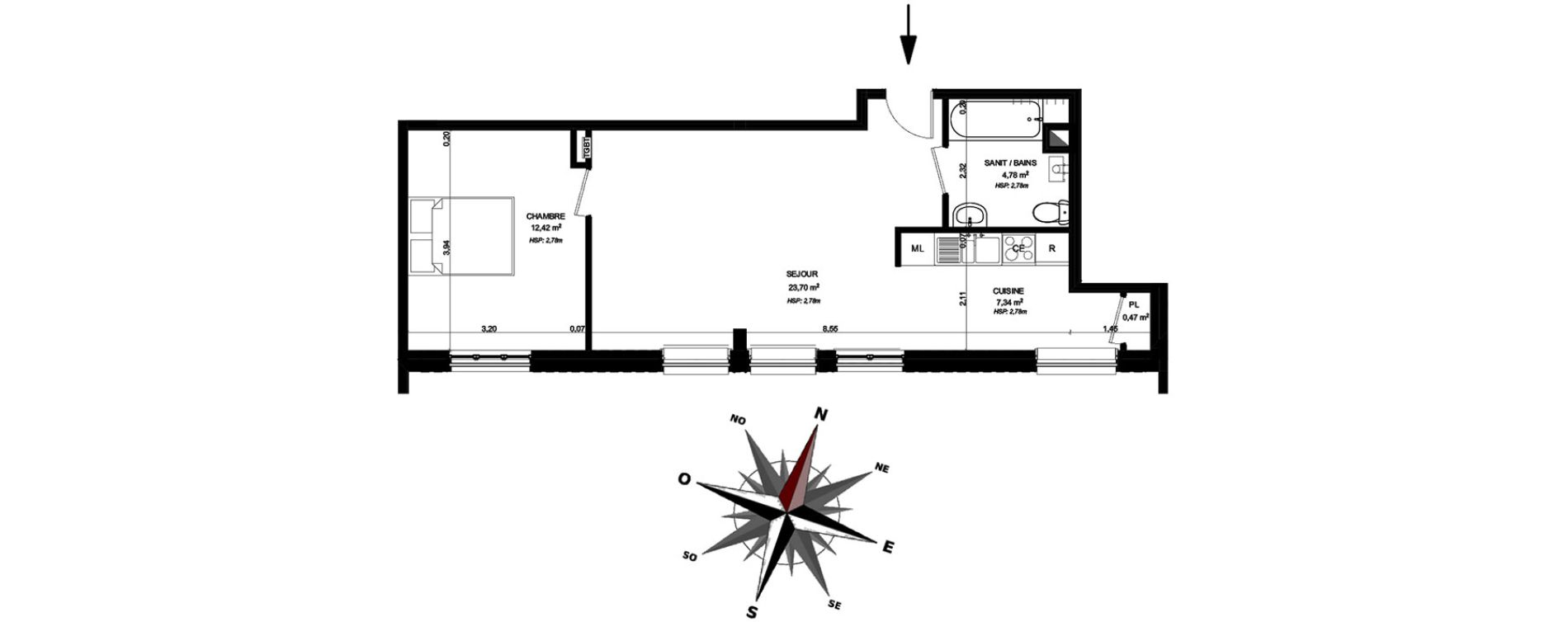 Appartement T2 de 48,71 m2 &agrave; B&eacute;thune Centre