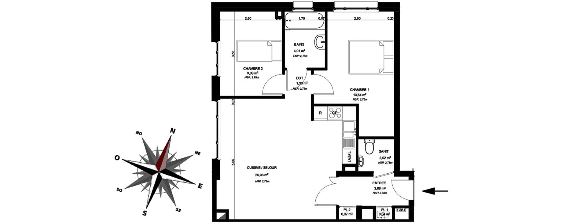 Appartement T3 de 60,43 m2 &agrave; B&eacute;thune Centre