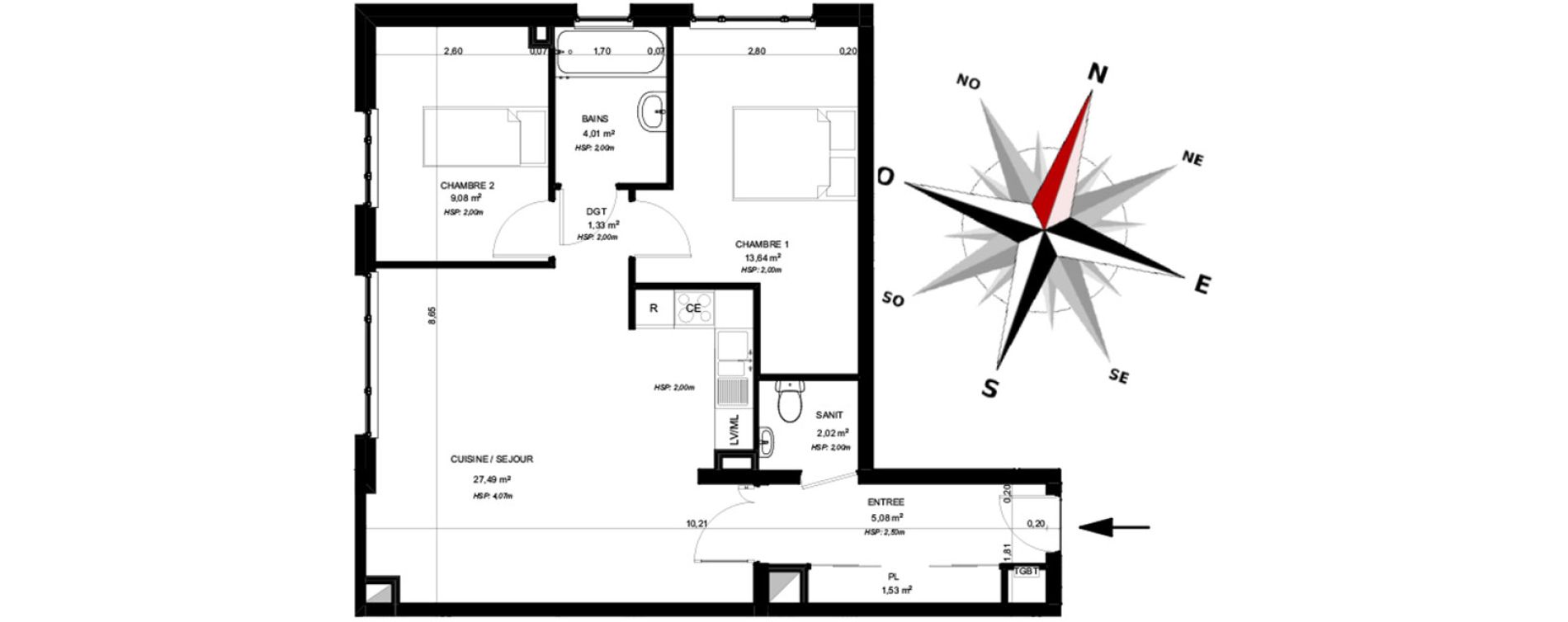 Appartement T3 de 64,18 m2 &agrave; B&eacute;thune Centre