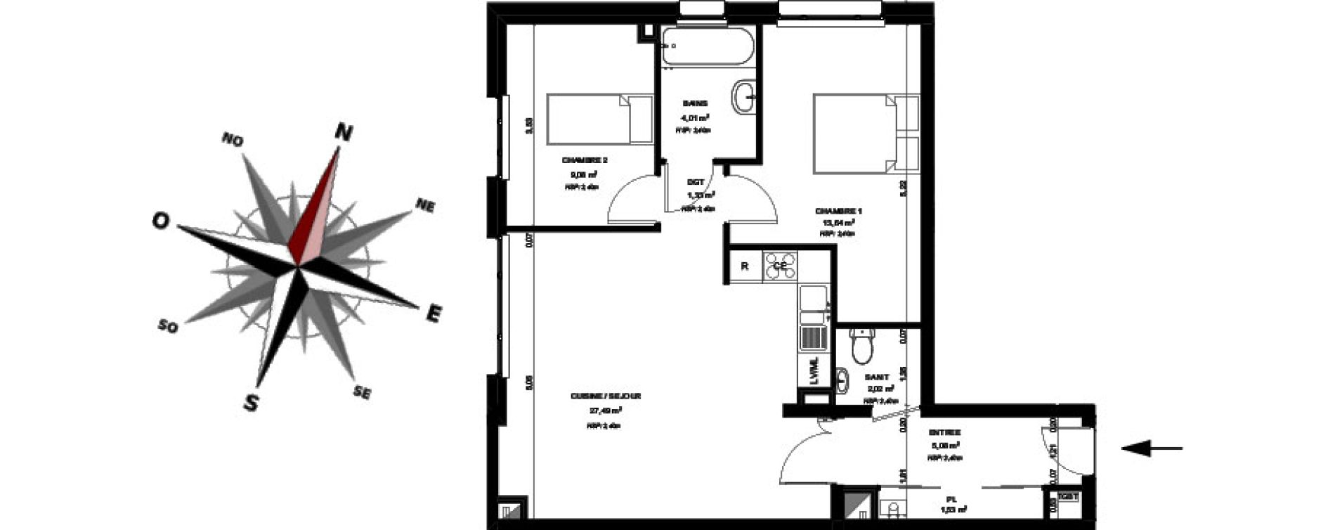 Appartement T3 de 64,18 m2 &agrave; B&eacute;thune Centre