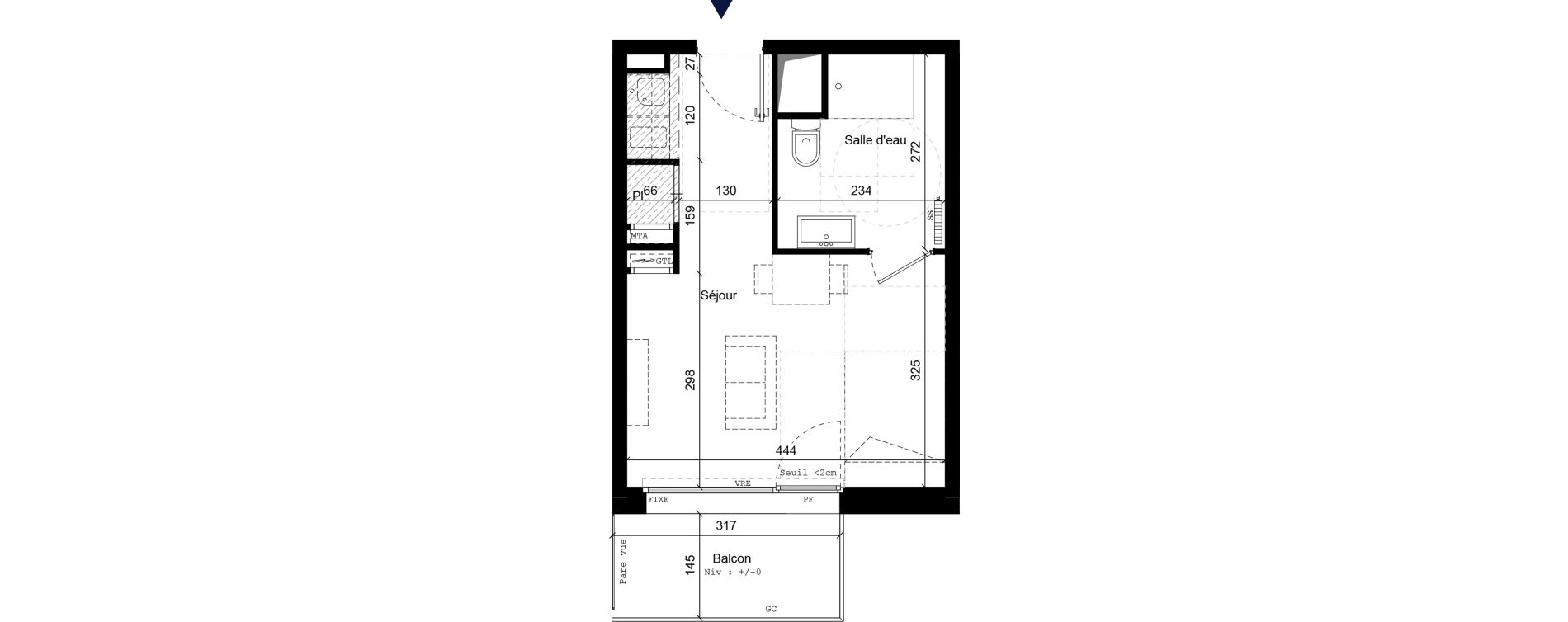 Appartement T1 de 25,05 m2 &agrave; B&eacute;thune Centre