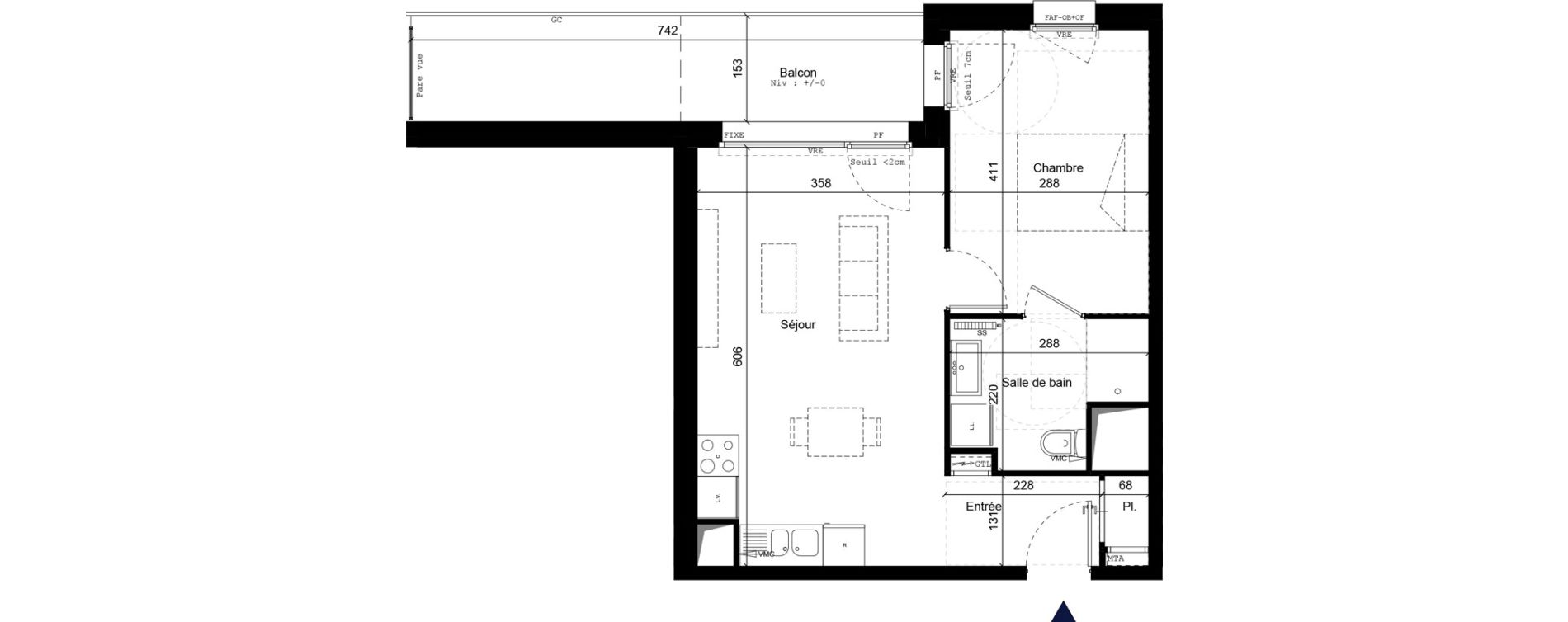 Appartement T2 de 41,94 m2 &agrave; B&eacute;thune Centre